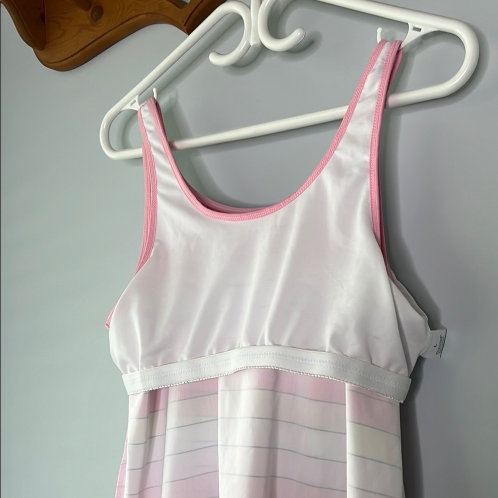 Pink and Yellow Striped Women's Swim Top - Picture 8 of 8